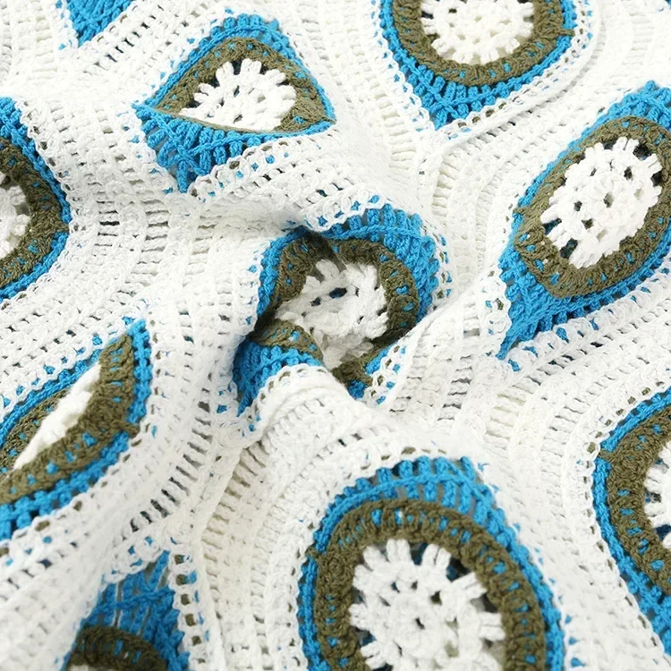 Wholesale blue geometric crochet-look sweater for OEM and private label production 3