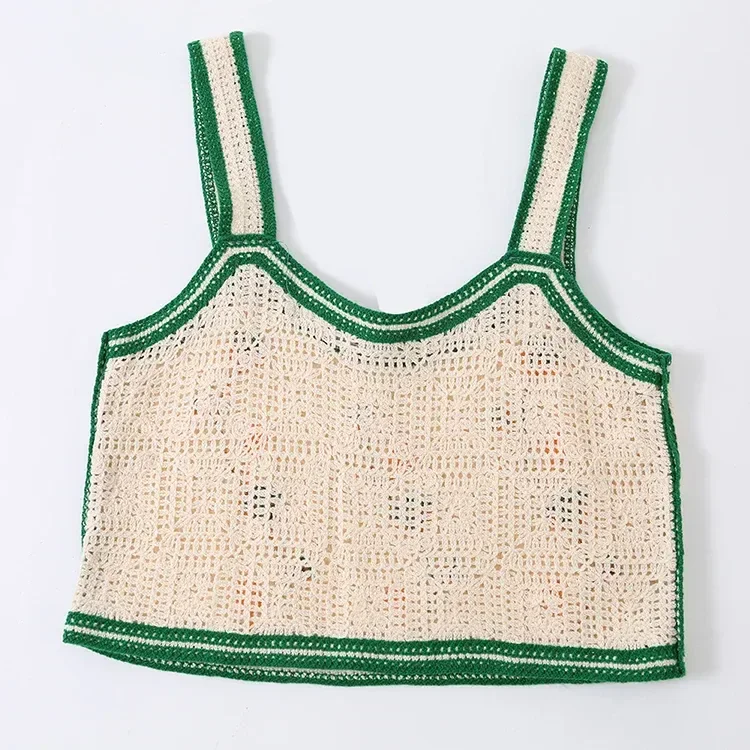 Wholesale Ivory Green Floral Crochet-Look Camisole alternate view