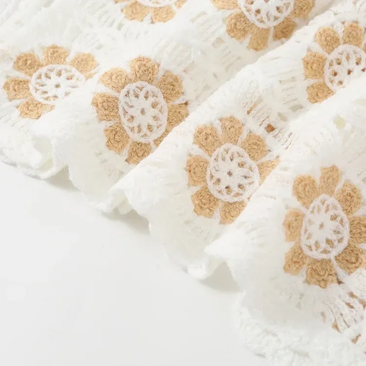 Wholesale ivory neutral floral crochet-look cardigan for OEM and private label production 4