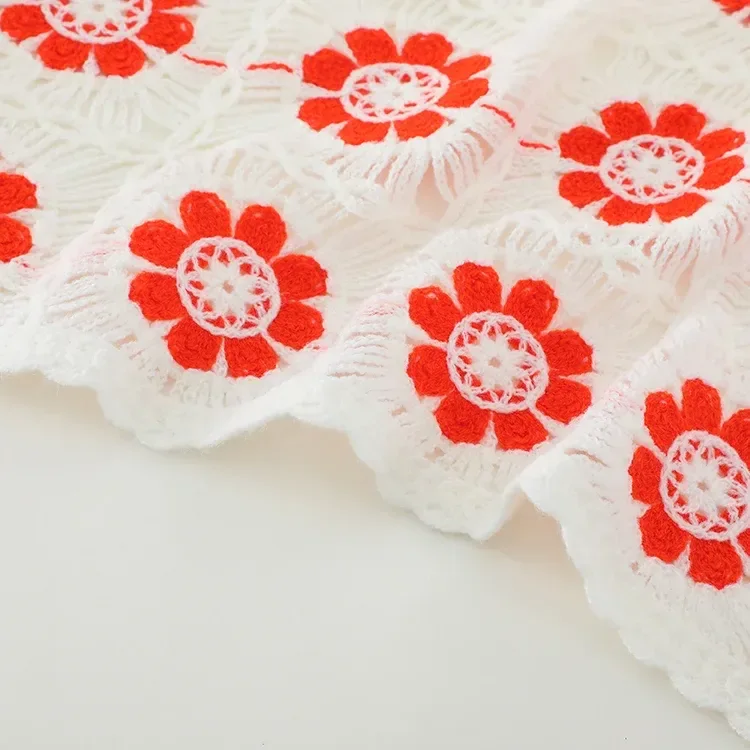 Wholesale red floral crochet-look cardigan for OEM and private label production 3