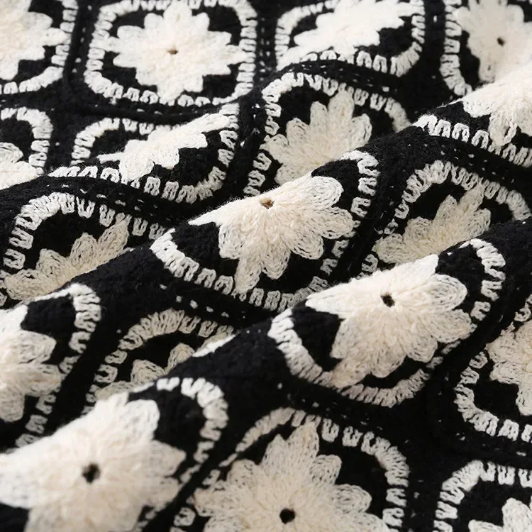 Wholesale black white geometric crochet-look shirt for OEM and private label production 4