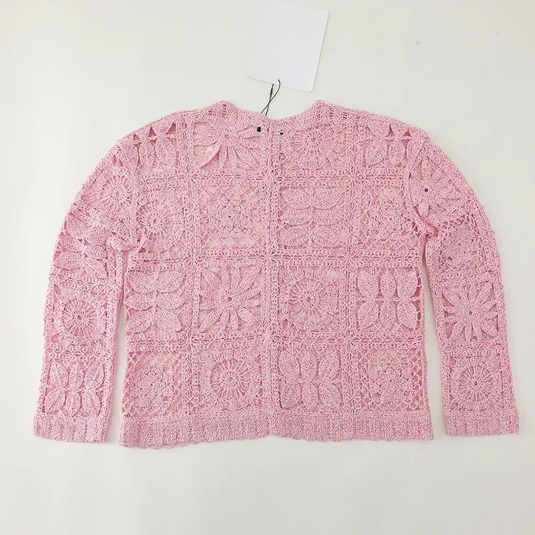 Wholesale blush lace crochet-look open cardigan for OEM and private label production 3