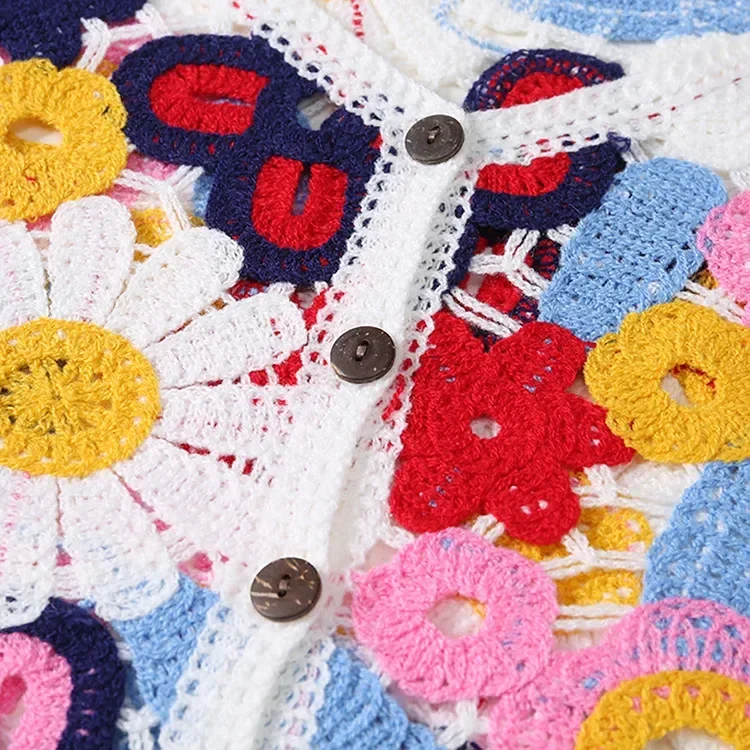 Wholesale multicolor floral crochet-look cardigan for OEM and private label production 4