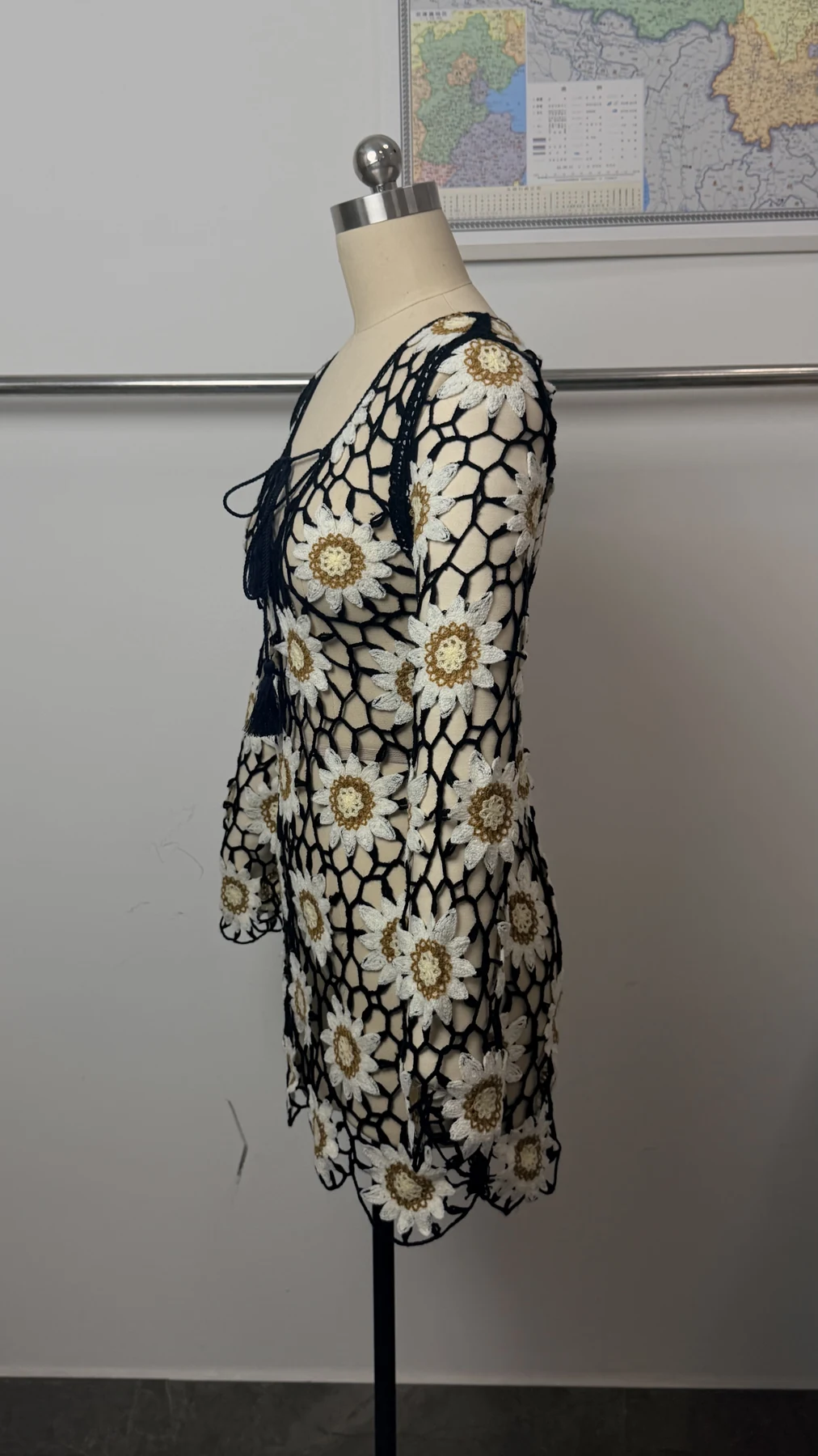 Wholesale Black Ivory Daisy Crochet-Look Tunic for OEM and private label production 2