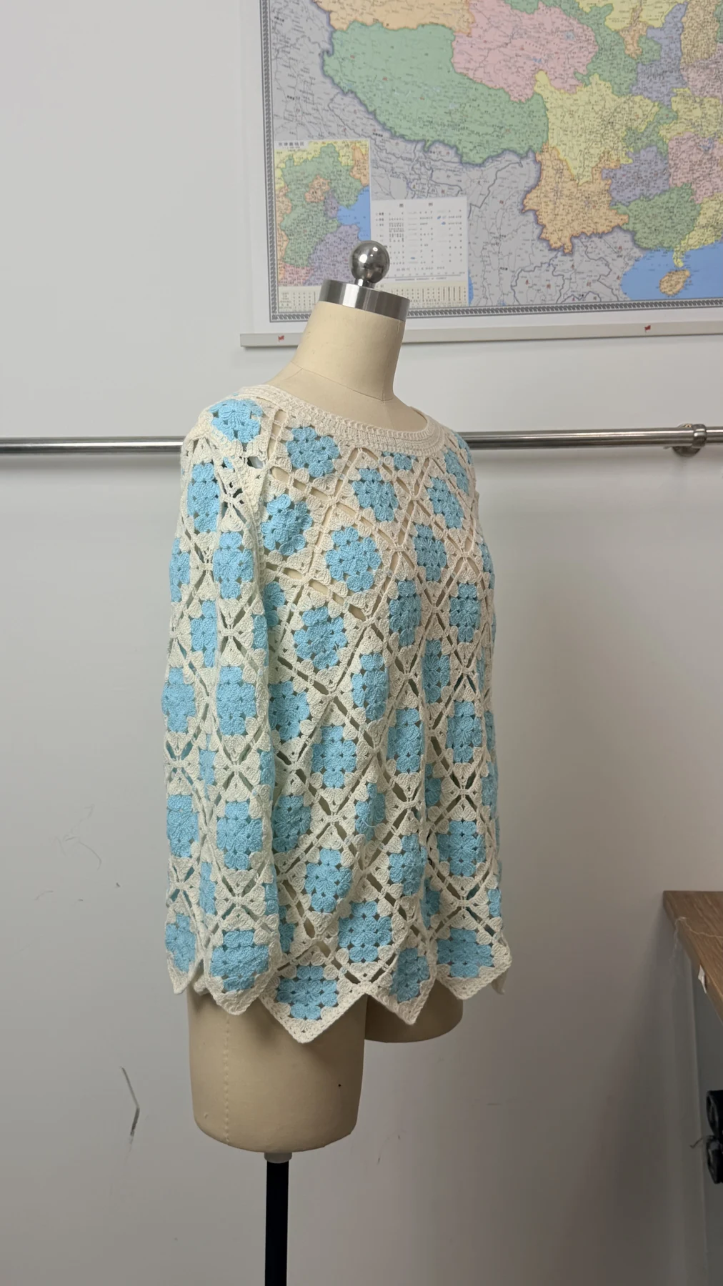 Wholesale Aqua Diamond Crochet-Look Tunic Top for OEM and private label production 2