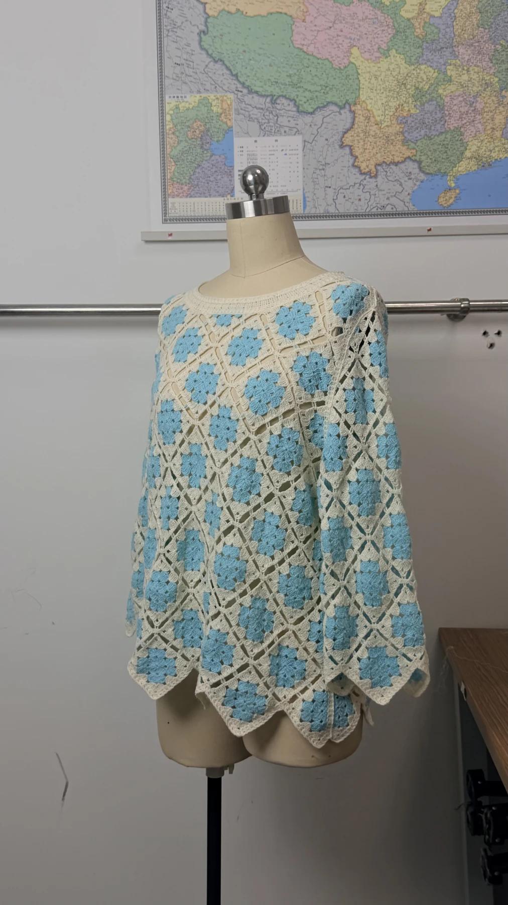 Wholesale Aqua Diamond Crochet-Look Tunic Top for OEM and private label production 4