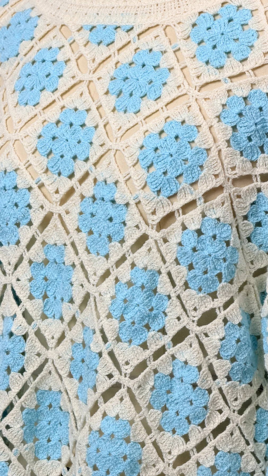Wholesale Aqua Diamond Crochet-Look Tunic Top for OEM and private label production 5