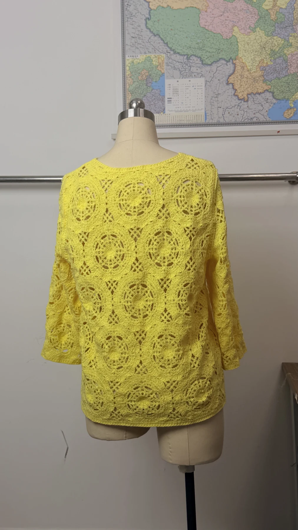 Wholesale Yellow Openwork Crochet-Look Tunic for OEM and private label production 2