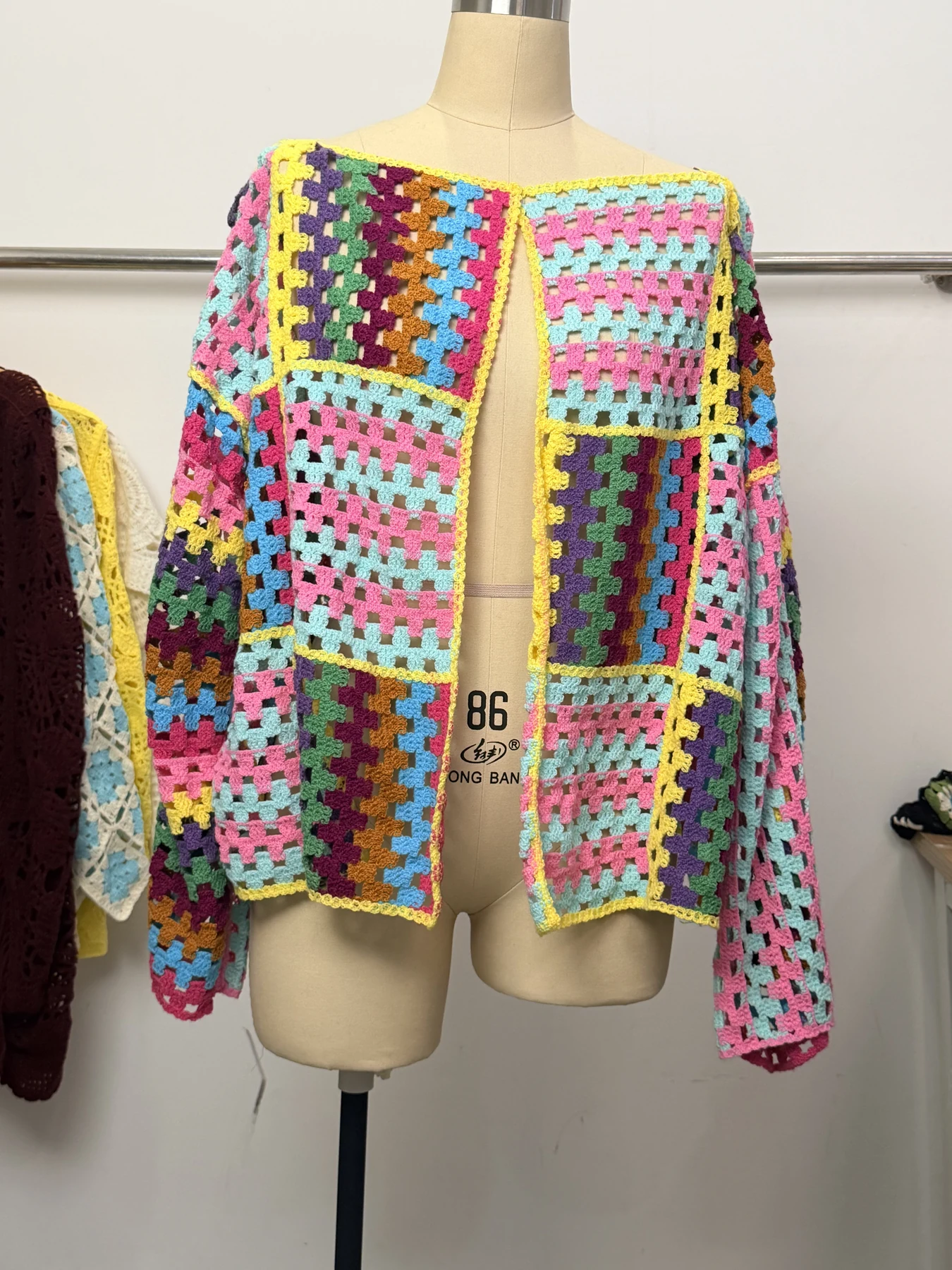 Wholesale Multicolor Patchwork Crochet-Look Sweater for OEM and private label production