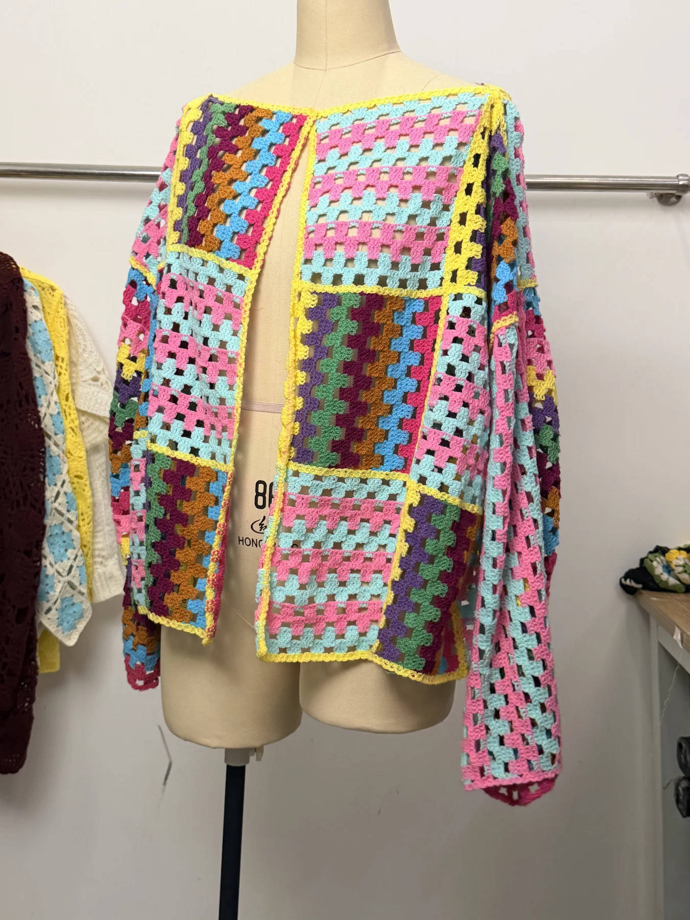 Wholesale Multicolor Patchwork Crochet-Look Sweater for OEM and private label production 2