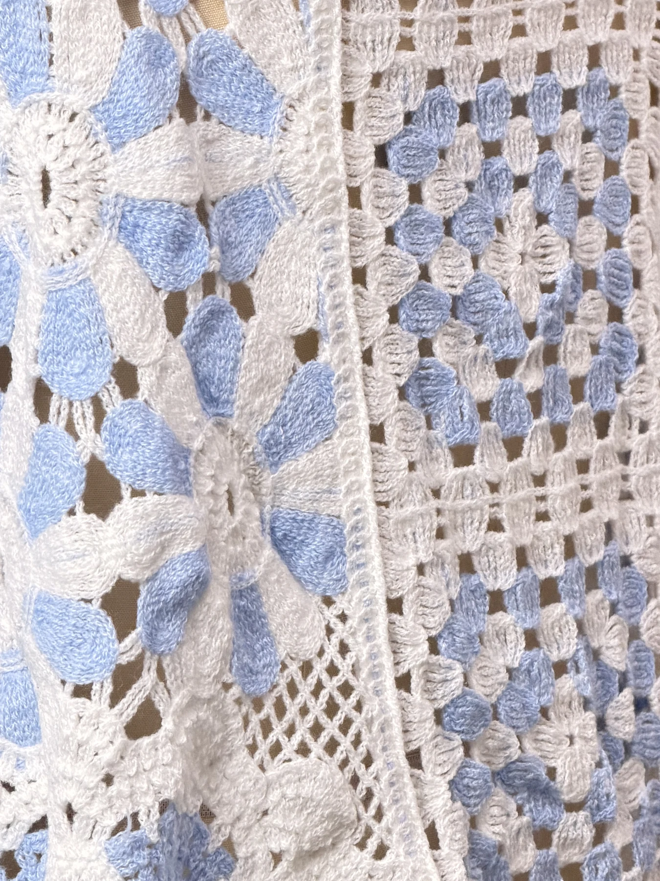 Wholesale Blue Ivory Floral Crochet-Look Cardigan for OEM and private label production 4