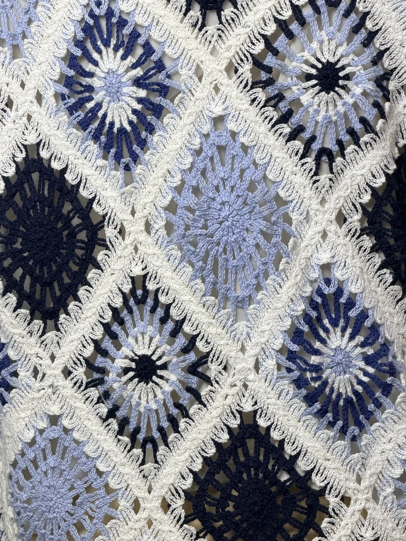 Wholesale Navy Ivory Diamond Crochet-Look Tunic for OEM and private label production 5