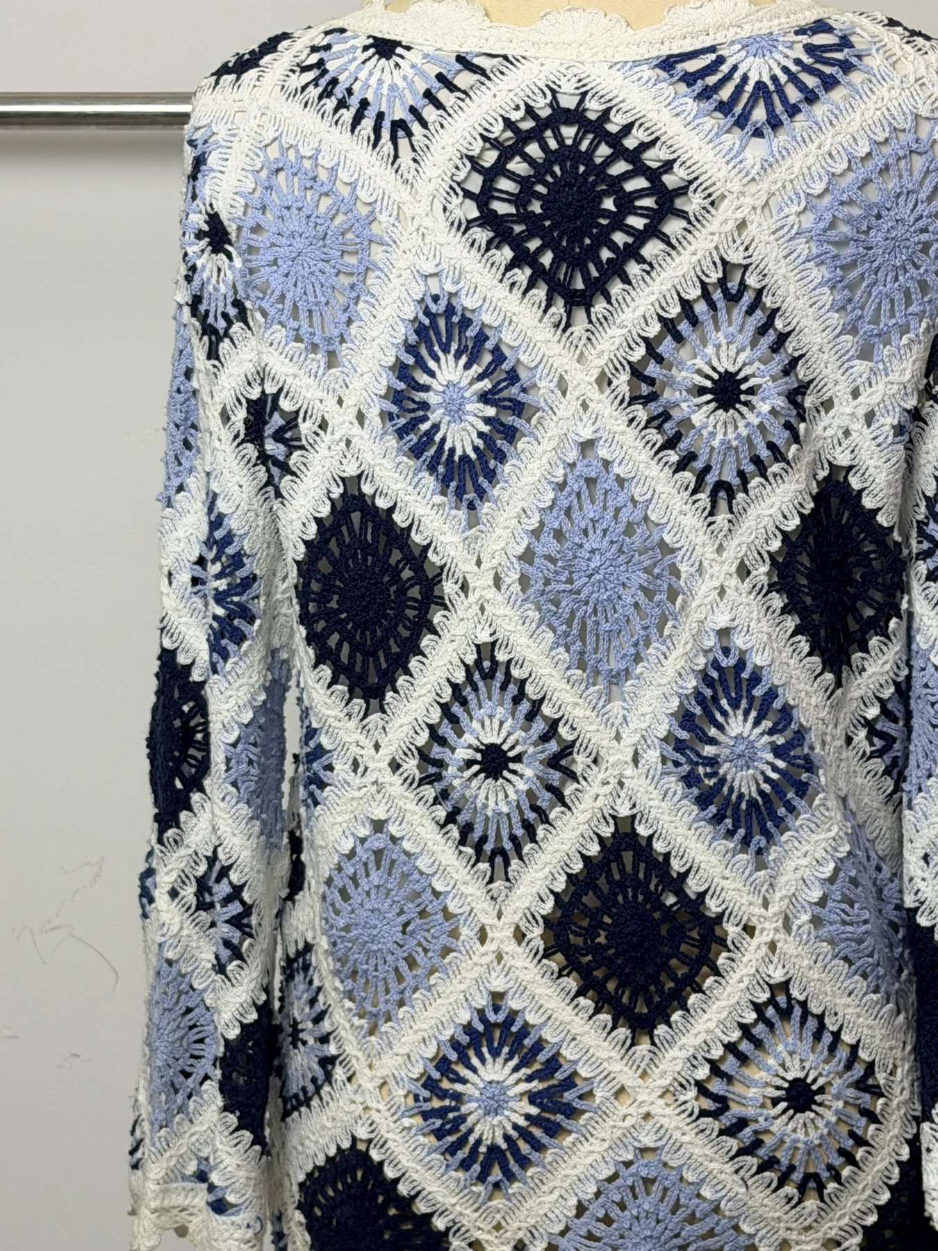 Wholesale Navy Ivory Diamond Crochet-Look Tunic for OEM and private label production 6