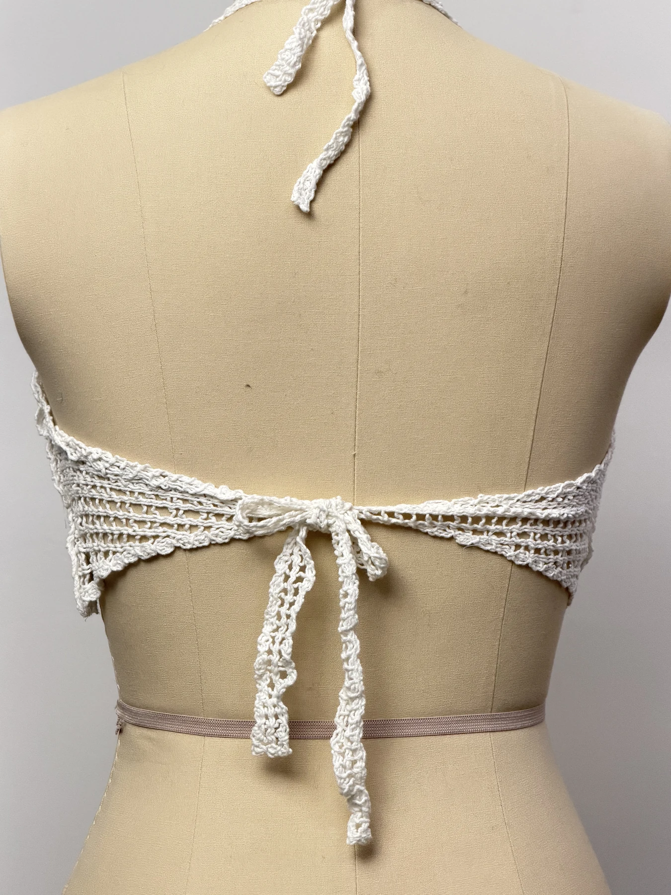 Wholesale Ivory Halter Crochet-Look Crop Top for OEM and private label production 5