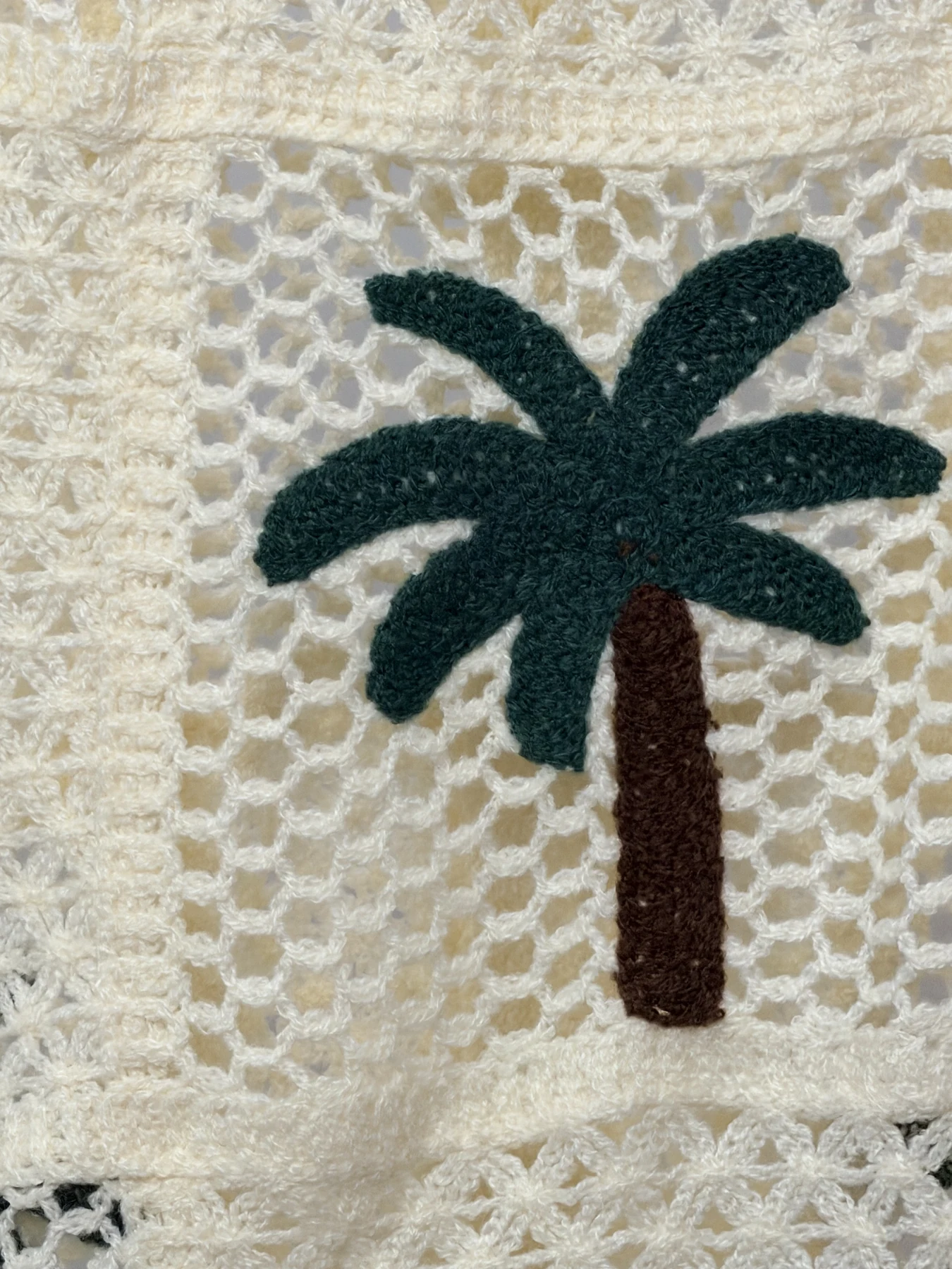 Wholesale Ivory Palm Tree Crochet-Look Shirt Dress for OEM and private label production 5
